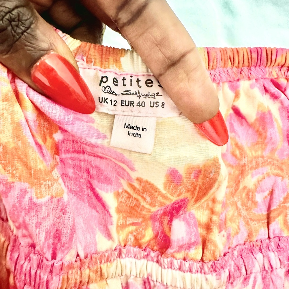 ASOS - Miss Selfridge Petite Dress US 8 / UK 12-Orange-pink-white - Picture 6 of 7